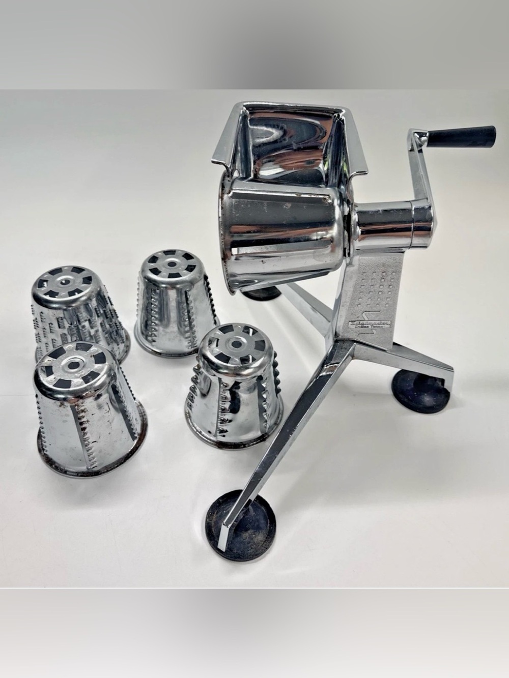 Vintage Saladmaster Star Food Processor Chopper Shredder Slicer 5 Cones Rust